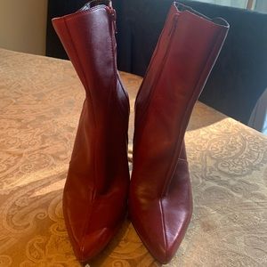 NINE WEST red leather ankle boots